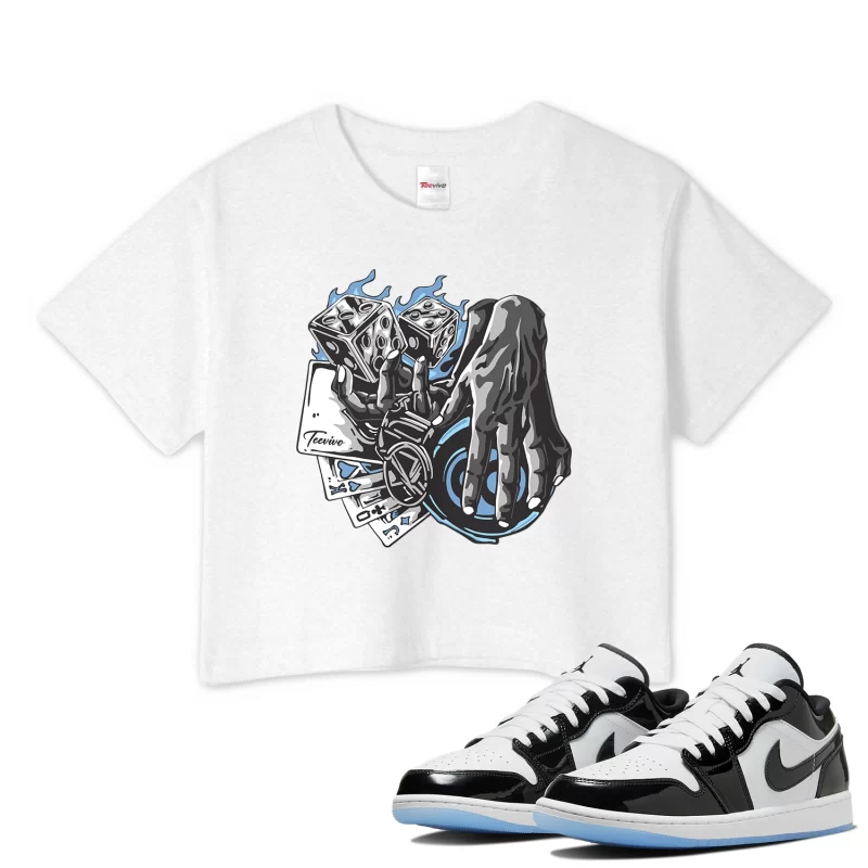 TeeVivo Crop Top Match Air Jordan 1 Low SE Concord Gambling – Air Jordan 1 Crop Top, AJ1 Crop Top