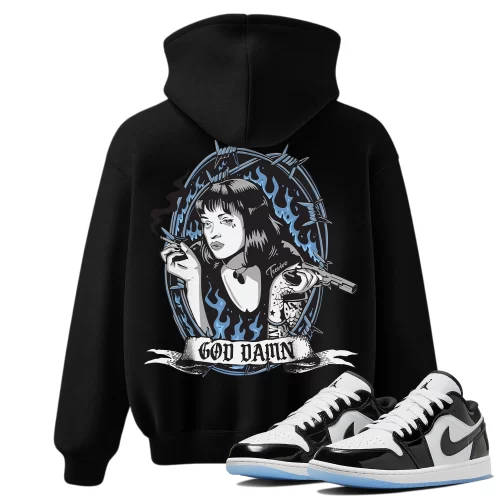 TeeVivo Hoodie Match Air Jordan 1 Low SE Concord God Daaamn – Air Jordan 1 Hoodie, AJ1 Hoodie