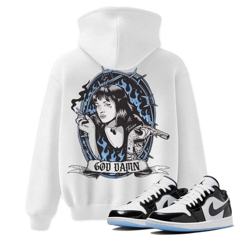 TeeVivo Hoodie Match Air Jordan 1 Low SE Concord God Daaamn – Air Jordan 1 Hoodie, AJ1 Hoodie