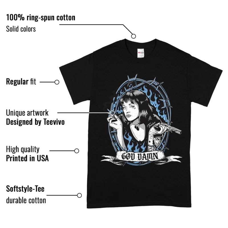 TeeVivo T-Shirt Match Air Jordan 1 Low SE Concord God Daaamn – Air Jordan 1 Shirt, AJ1 Shirt