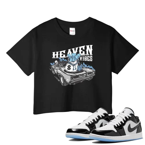 TeeVivo Crop Top Match Air Jordan 1 Low SE Concord Heaven vibes – Air Jordan 1 Crop Top, AJ1 Crop Top