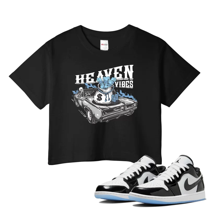 TeeVivo Crop Top Match Air Jordan 1 Low SE Concord Heaven vibes – Air Jordan 1 Crop Top, AJ1 Crop Top