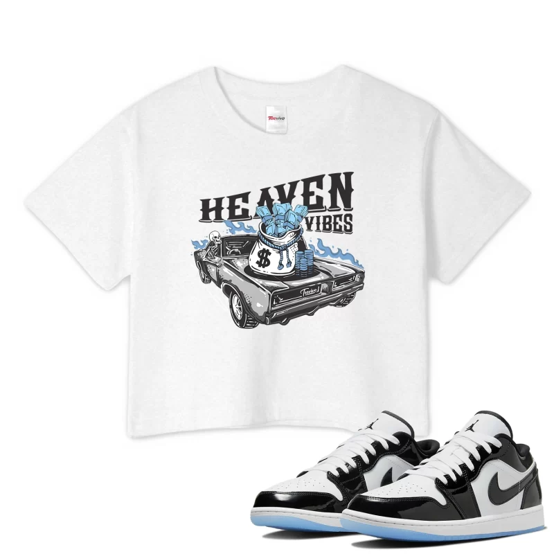 TeeVivo Crop Top Match Air Jordan 1 Low SE Concord Heaven vibes – Air Jordan 1 Crop Top, AJ1 Crop Top