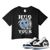 TeeVivo Crop Top Match Air Jordan 1 Low SE Concord Hug your lost smile – Air Jordan 1 Crop Top, AJ1 Crop Top