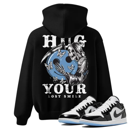 TeeVivo Hoodie Match Air Jordan 1 Low SE Concord Hug your lost smile – Air Jordan 1 Hoodie, AJ1 Hoodie