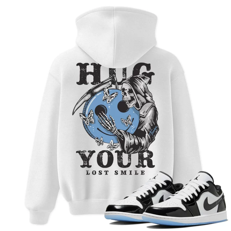 TeeVivo Hoodie Match Air Jordan 1 Low SE Concord Hug your lost smile – Air Jordan 1 Hoodie, AJ1 Hoodie