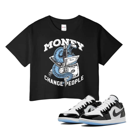 TeeVivo Crop Top Match Air Jordan 1 Low SE Concord Money change people – Air Jordan 1 Crop Top, AJ1 Crop Top