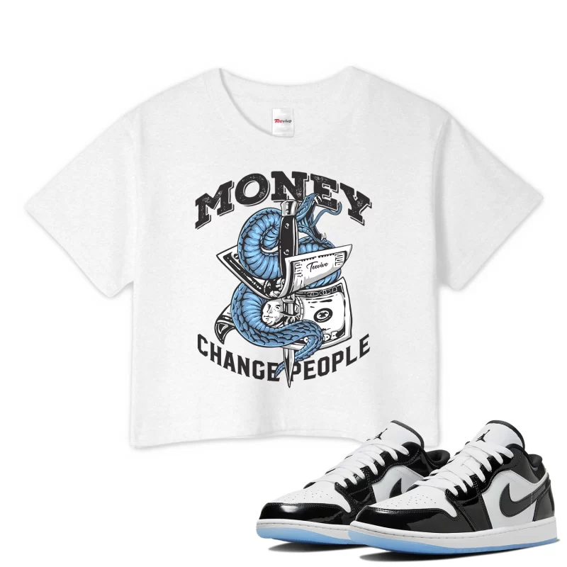 TeeVivo Crop Top Match Air Jordan 1 Low SE Concord Money change people – Air Jordan 1 Crop Top, AJ1 Crop Top
