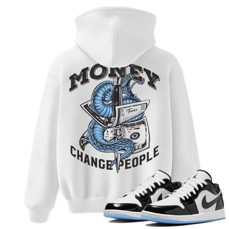 TeeVivo Hoodie Match Air Jordan 1 Low SE Concord Money change people – Air Jordan 1 Hoodie, AJ1 Hoodie