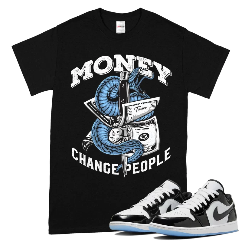 TeeVivo T-Shirt Match Air Jordan 1 Low SE Concord Money change people – Air Jordan 1 Shirt, AJ1 Shirt