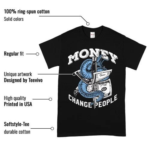 TeeVivo T-Shirt Match Air Jordan 1 Low SE Concord Money change people – Air Jordan 1 Shirt, AJ1 Shirt