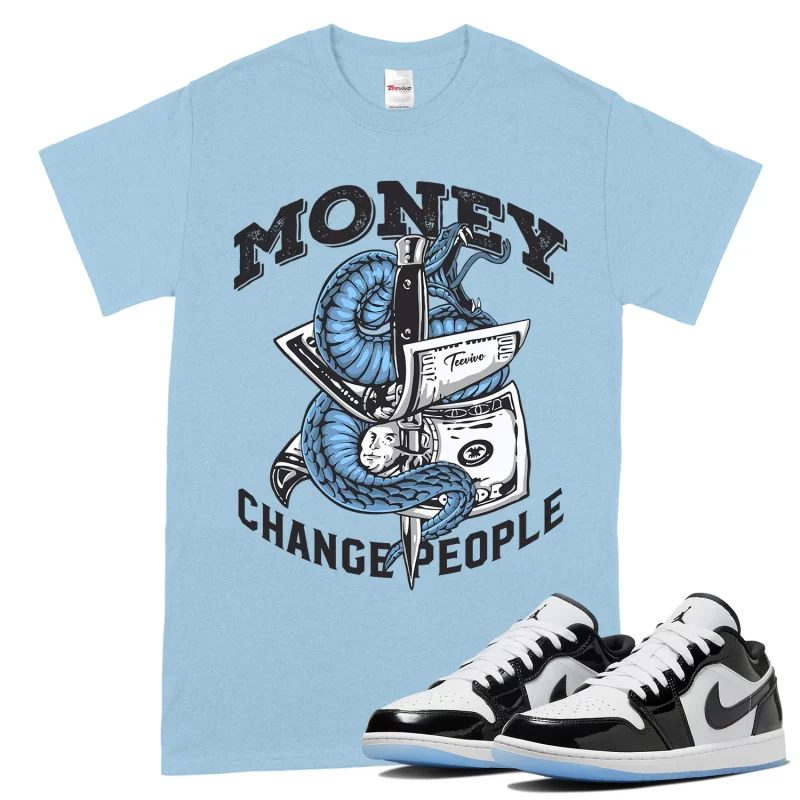 TeeVivo T-Shirt Match Air Jordan 1 Low SE Concord Money change people – Air Jordan 1 Shirt, AJ1 Shirt