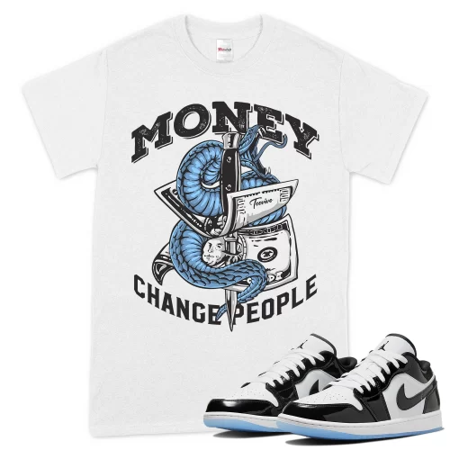 TeeVivo T-Shirt Match Air Jordan 1 Low SE Concord Money change people – Air Jordan 1 Shirt, AJ1 Shirt