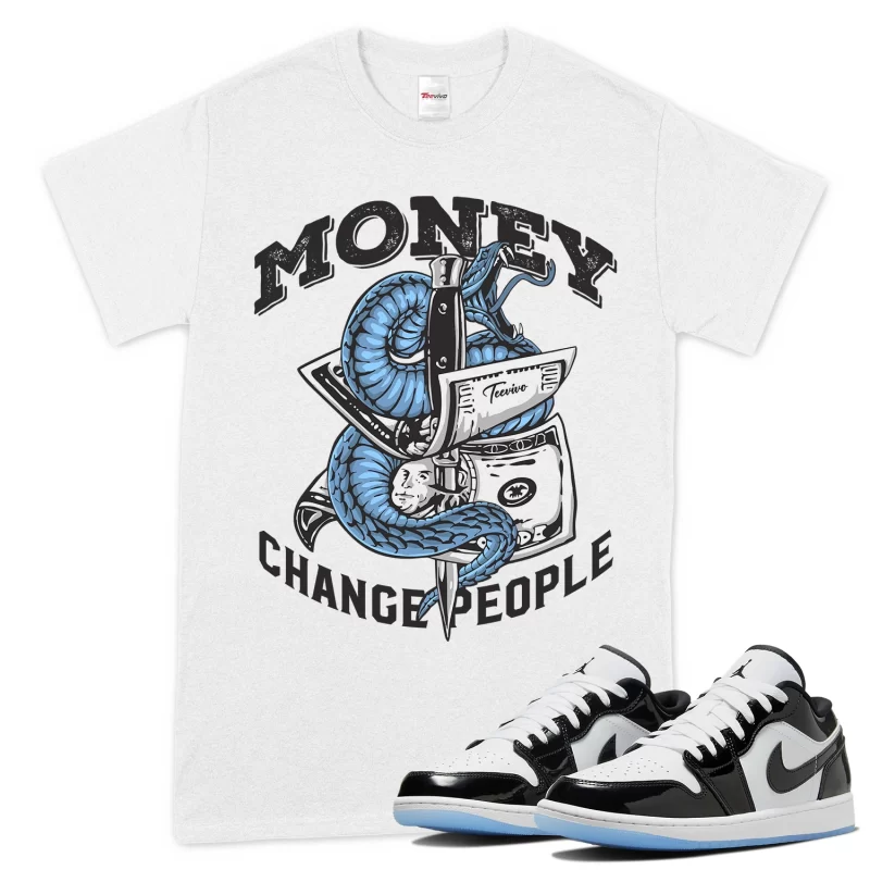TeeVivo T-Shirt Match Air Jordan 1 Low SE Concord Money change people – Air Jordan 1 Shirt, AJ1 Shirt