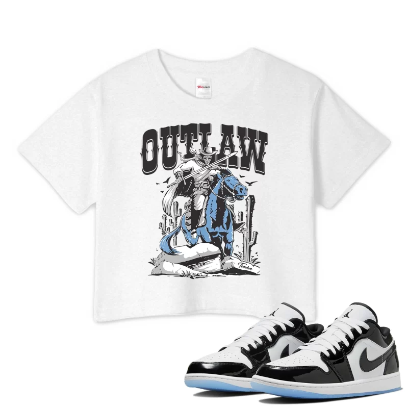 TeeVivo Crop Top Match Air Jordan 1 Low SE Concord Outlaw – Air Jordan 1 Crop Top, AJ1 Crop Top