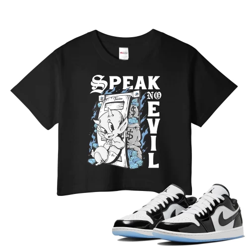 TeeVivo Crop Top Match Air Jordan 1 Low SE Concord Speak no evil – Air Jordan 1 Crop Top, AJ1 Crop Top