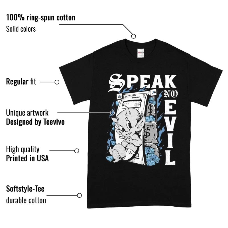 TeeVivo T-Shirt Match Air Jordan 1 Low SE Concord Speak no evil – Air Jordan 1 Shirt, AJ1 Shirt