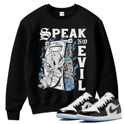 TeeVivo Sweatshirt Match Air Jordan 1 Low SE Concord Speak no evil – Air Jordan 1 Sweatshirt, AJ1 Sweatshirt