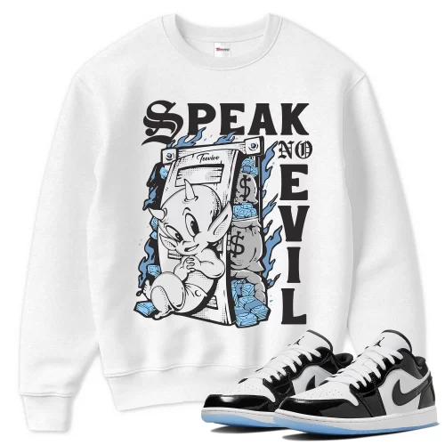 TeeVivo Sweatshirt Match Air Jordan 1 Low SE Concord Speak no evil – Air Jordan 1 Sweatshirt, AJ1 Sweatshirt