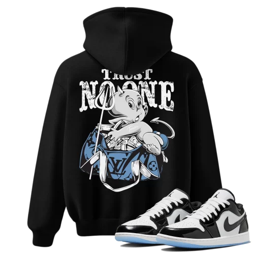TeeVivo Hoodie Match Air Jordan 1 Low SE Concord Trust no one – Air Jordan 1 Hoodie, AJ1 Hoodie