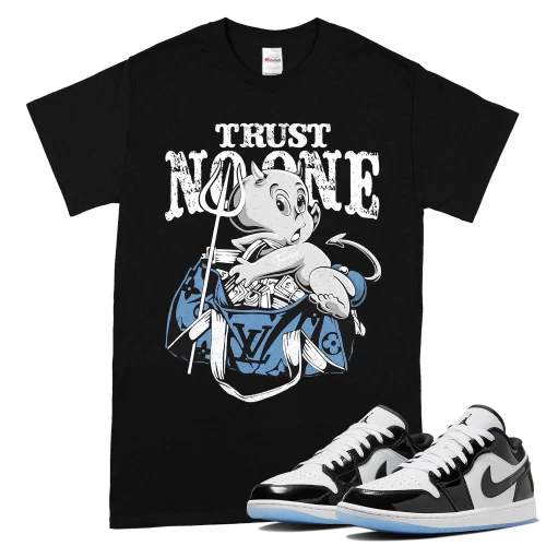 TeeVivo T-Shirt Match Air Jordan 1 Low SE Concord Trust no one – Air Jordan 1 Shirt, AJ1 Shirt