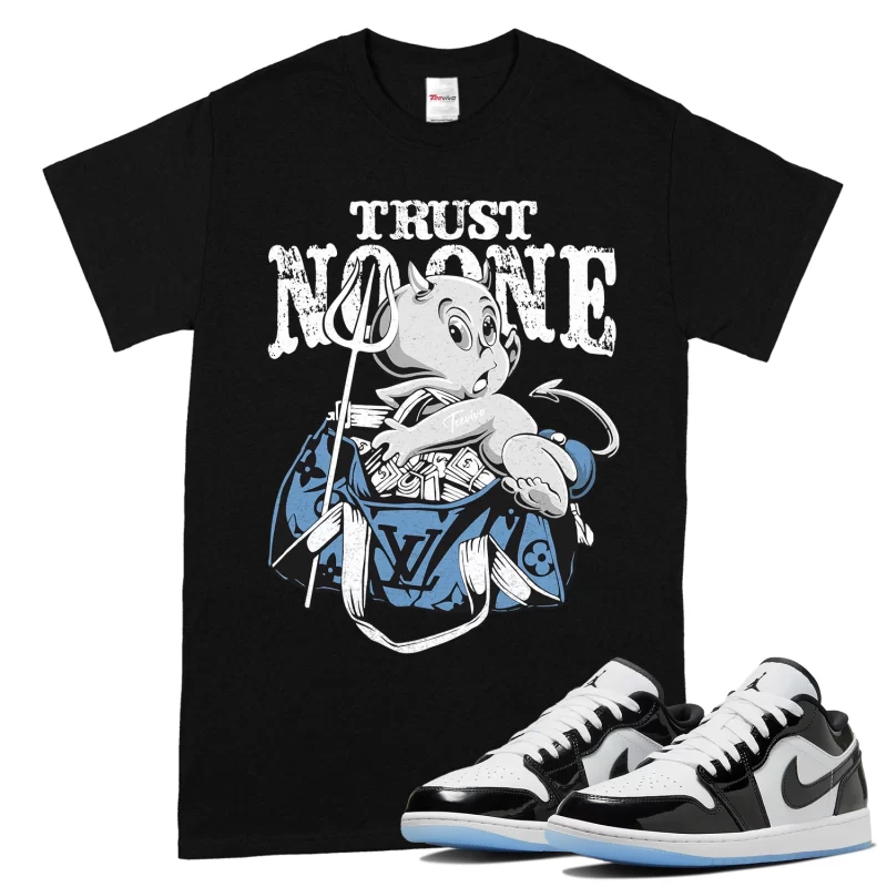 TeeVivo T-Shirt Match Air Jordan 1 Low SE Concord Trust no one – Air Jordan 1 Shirt, AJ1 Shirt