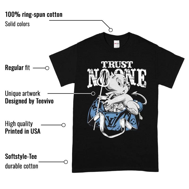 TeeVivo T-Shirt Match Air Jordan 1 Low SE Concord Trust no one – Air Jordan 1 Shirt, AJ1 Shirt