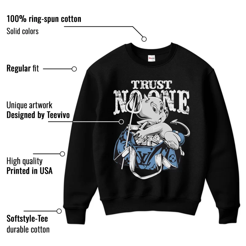 TeeVivo Sweatshirt Match Air Jordan 1 Low SE Concord Trust no one – Air Jordan 1 Sweatshirt, AJ1 Sweatshirt