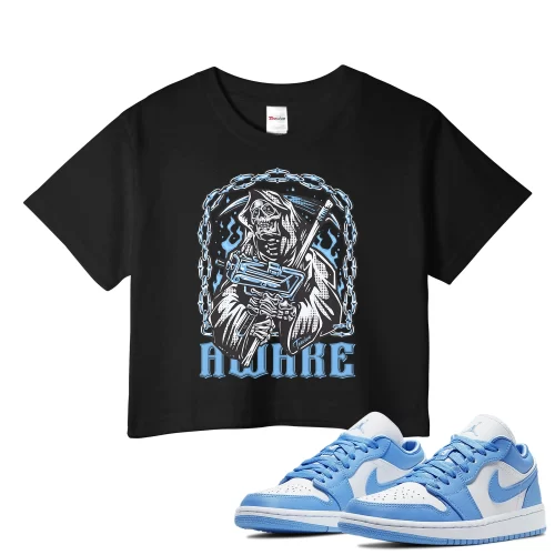 TeeVivo Crop Top Match Air Jordan 1 Low UNC Awake – Air Jordan 1 Crop Top, AJ1 Crop Top