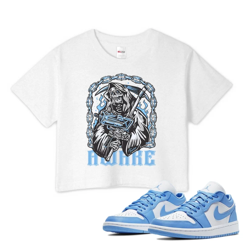 TeeVivo Crop Top Match Air Jordan 1 Low UNC Awake – Air Jordan 1 Crop Top, AJ1 Crop Top