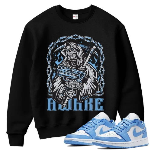 TeeVivo Sweatshirt Match Air Jordan 1 Low UNC Awake – Air Jordan 1 Sweatshirt, AJ1 Sweatshirt