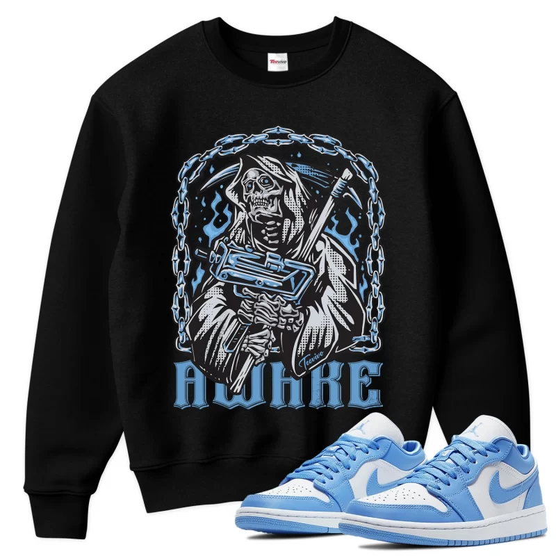 TeeVivo Sweatshirt Match Air Jordan 1 Low UNC Awake – Air Jordan 1 Sweatshirt, AJ1 Sweatshirt