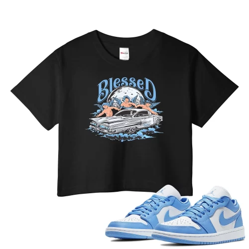 TeeVivo Crop Top Match Air Jordan 1 Low UNC Blessed – Air Jordan 1 Crop Top, AJ1 Crop Top