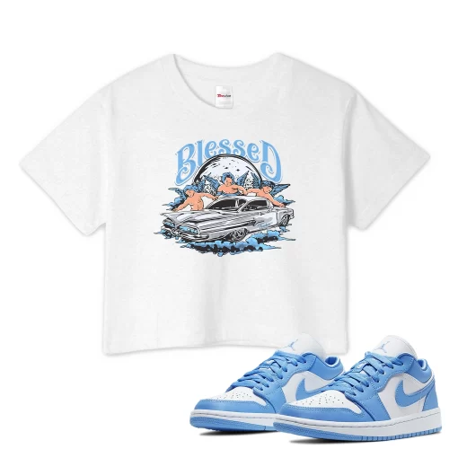 TeeVivo Crop Top Match Air Jordan 1 Low UNC Blessed – Air Jordan 1 Crop Top, AJ1 Crop Top