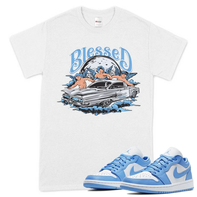 TeeVivo T-Shirt Match Air Jordan 1 Low UNC Blessed – Air Jordan 1 Shirt, AJ1 Shirt