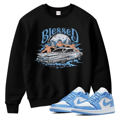 TeeVivo Sweatshirt Match Air Jordan 1 Low UNC Blessed – Air Jordan 1 Sweatshirt, AJ1 Sweatshirt