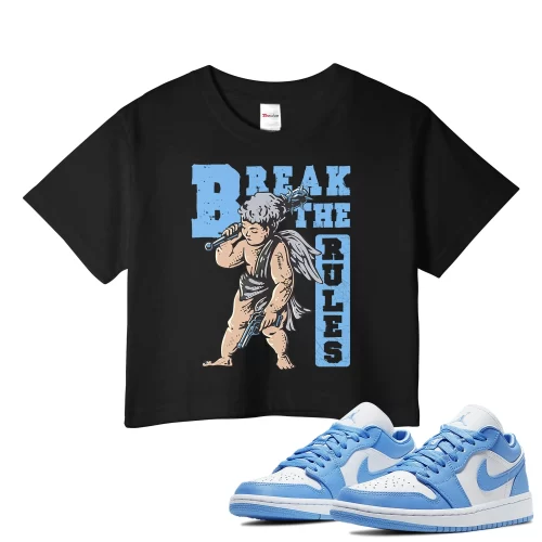 TeeVivo Crop Top Match Air Jordan 1 Low UNC Break the rules – Air Jordan 1 Crop Top, AJ1 Crop Top