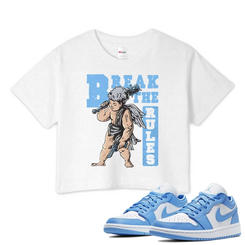 TeeVivo Crop Top Match Air Jordan 1 Low UNC Break the rules – Air Jordan 1 Crop Top, AJ1 Crop Top
