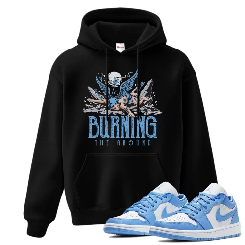 TeeVivo Hoodie Match Air Jordan 1 Low UNC Burning the ground – Air Jordan 1 Hoodie, AJ1 Hoodie