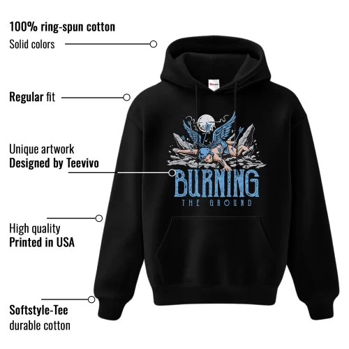 TeeVivo Hoodie Match Air Jordan 1 Low UNC Burning the ground – Air Jordan 1 Hoodie, AJ1 Hoodie
