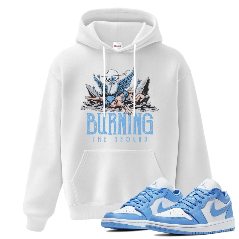TeeVivo Hoodie Match Air Jordan 1 Low UNC Burning the ground – Air Jordan 1 Hoodie, AJ1 Hoodie