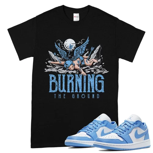 TeeVivo T-Shirt Match Air Jordan 1 Low UNC Burning the ground – Air Jordan 1 Shirt, AJ1 Shirt