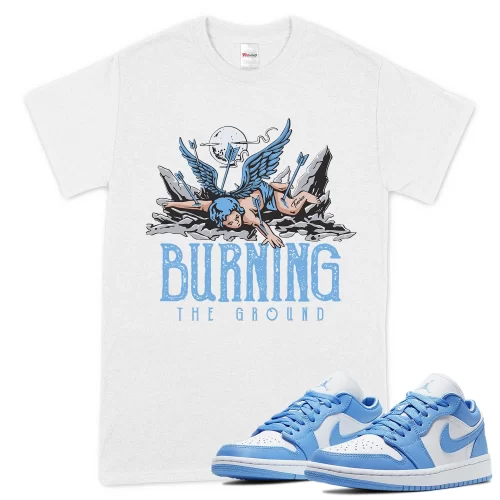 TeeVivo T-Shirt Match Air Jordan 1 Low UNC Burning the ground – Air Jordan 1 Shirt, AJ1 Shirt