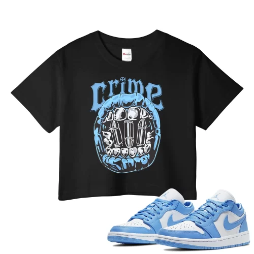 TeeVivo Crop Top Match Air Jordan 1 Low UNC Crime – Air Jordan 1 Crop Top, AJ1 Crop Top