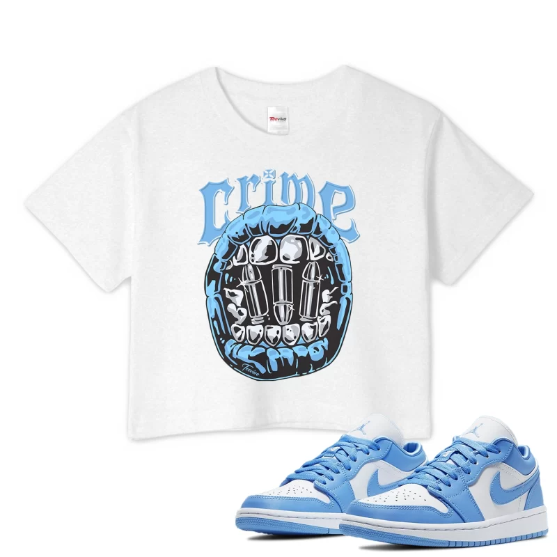 TeeVivo Crop Top Match Air Jordan 1 Low UNC Crime – Air Jordan 1 Crop Top, AJ1 Crop Top