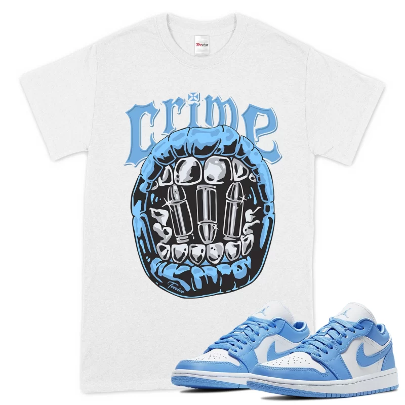 TeeVivo T-Shirt Match Air Jordan 1 Low UNC Crime – Air Jordan 1 Shirt, AJ1 Shirt