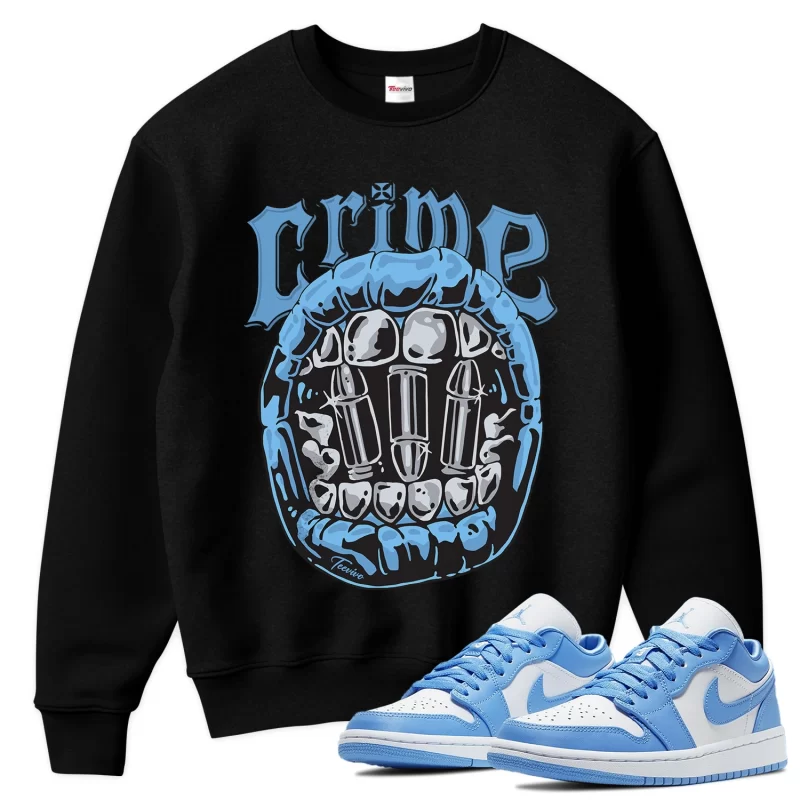 TeeVivo Sweatshirt Match Air Jordan 1 Low UNC Crime – Air Jordan 1 Sweatshirt, AJ1 Sweatshirt