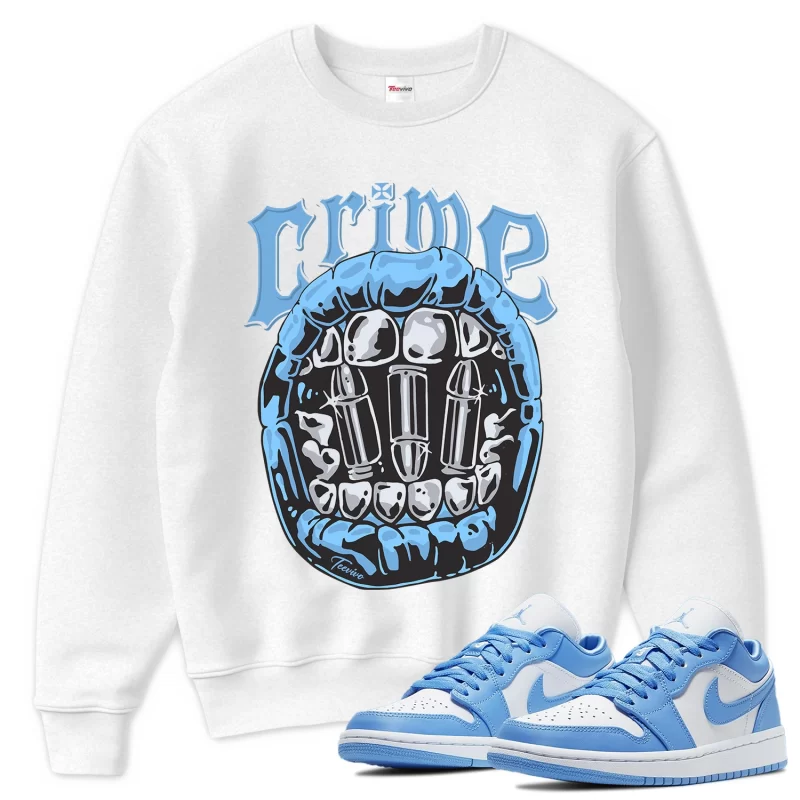 TeeVivo Sweatshirt Match Air Jordan 1 Low UNC Crime – Air Jordan 1 Sweatshirt, AJ1 Sweatshirt