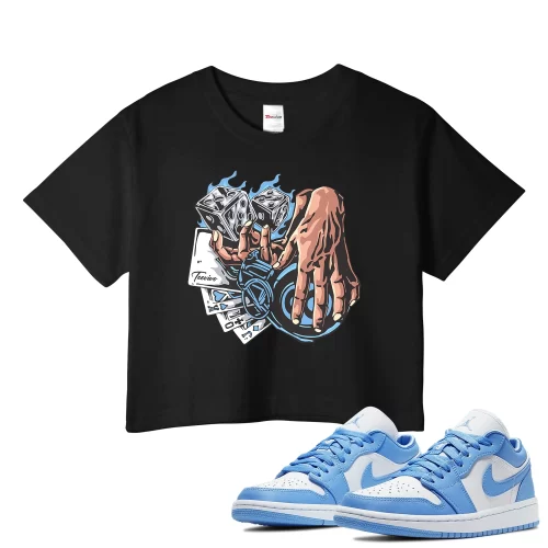 TeeVivo Crop Top Match Air Jordan 1 Low UNC Gambling – Air Jordan 1 Crop Top, AJ1 Crop Top