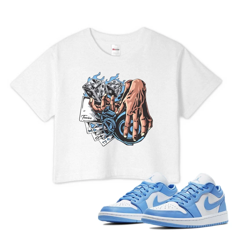 TeeVivo Crop Top Match Air Jordan 1 Low UNC Gambling – Air Jordan 1 Crop Top, AJ1 Crop Top